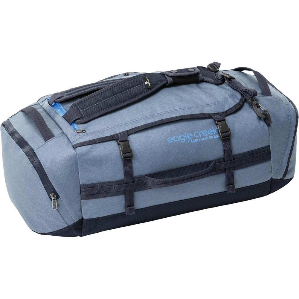 imageEagle Creek Cargo Hauler Duffel Bag CarryOn Duffel Bag for Travel Easy Access Compartments Lockable Zipper Opening Water Resistant Glacier Blue 60LGlacier Blue