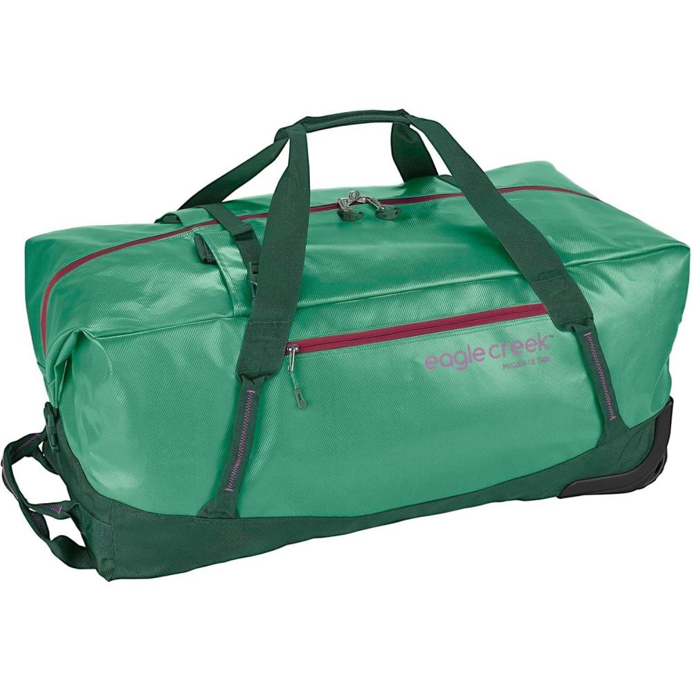 imageEagle Creek Migrate 110L Wheeled Duffel Bag Durable WeatherResistant Travel Duffel with Smooth Wheels Multiple Carry Options for Easy Transport Rush BlueWillow Green