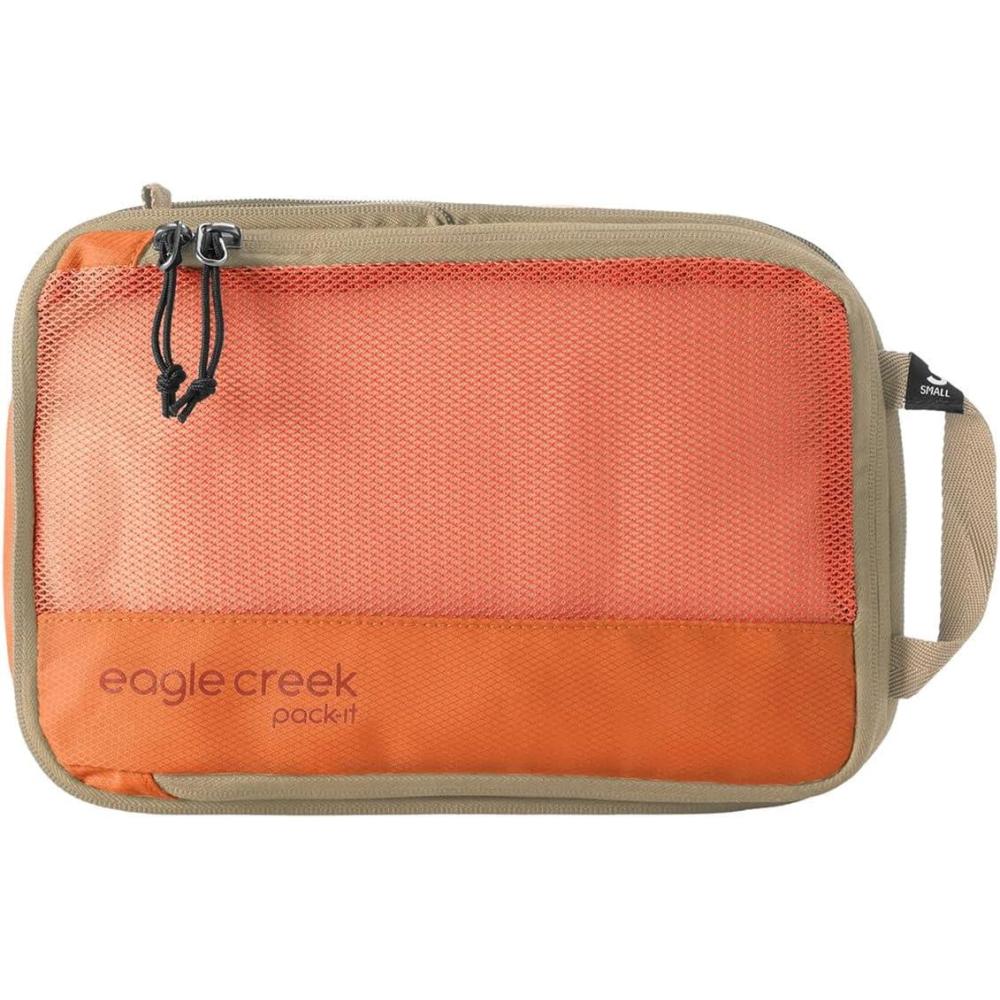 imageEagle Creek PackIt Isolate Compression Cube Lightweight Compression Cube for Optimizing Luggage Space EasyGrab Zipper Convenient Top Handle Recycled Materials MediumMandarin