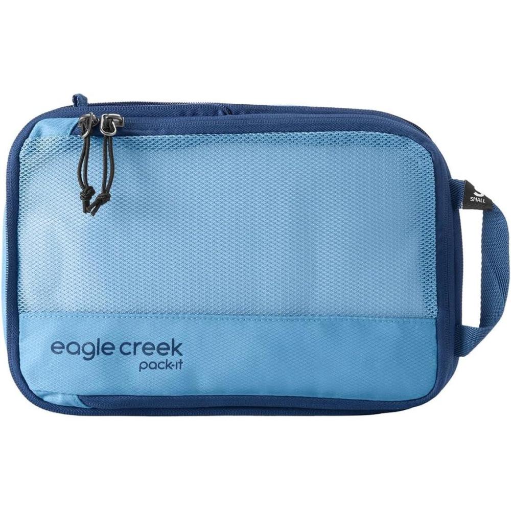 imageEagle Creek PackIt Isolate Compression Cube Lightweight Compression Cube for Optimizing Luggage Space EasyGrab Zipper Convenient Top Handle Recycled Materials MediumBlue Dawn