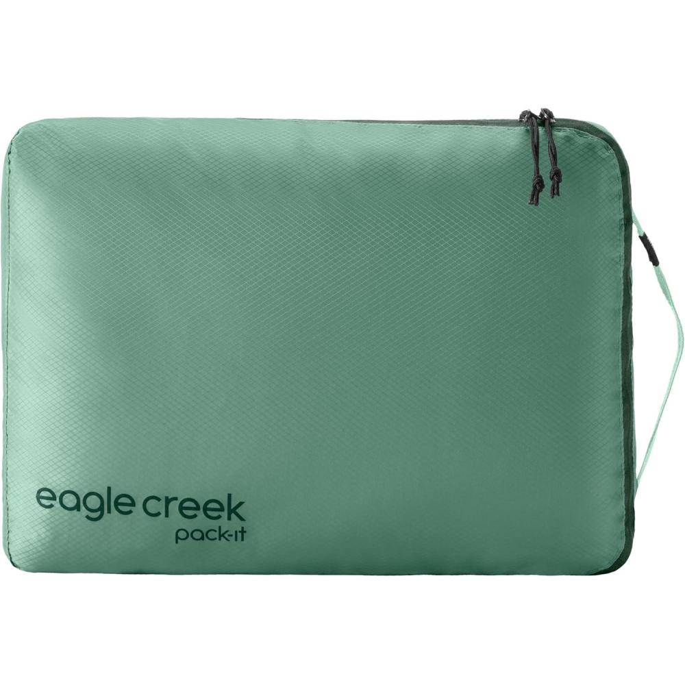 imageEagle Creek PackIt Isolate Cube Lightweight Clothes Packing Cube for Maximizing Luggage Space Angled Zippered Opening Convenient Top Handle WaterResistant Medium Blue DawnWillow Green