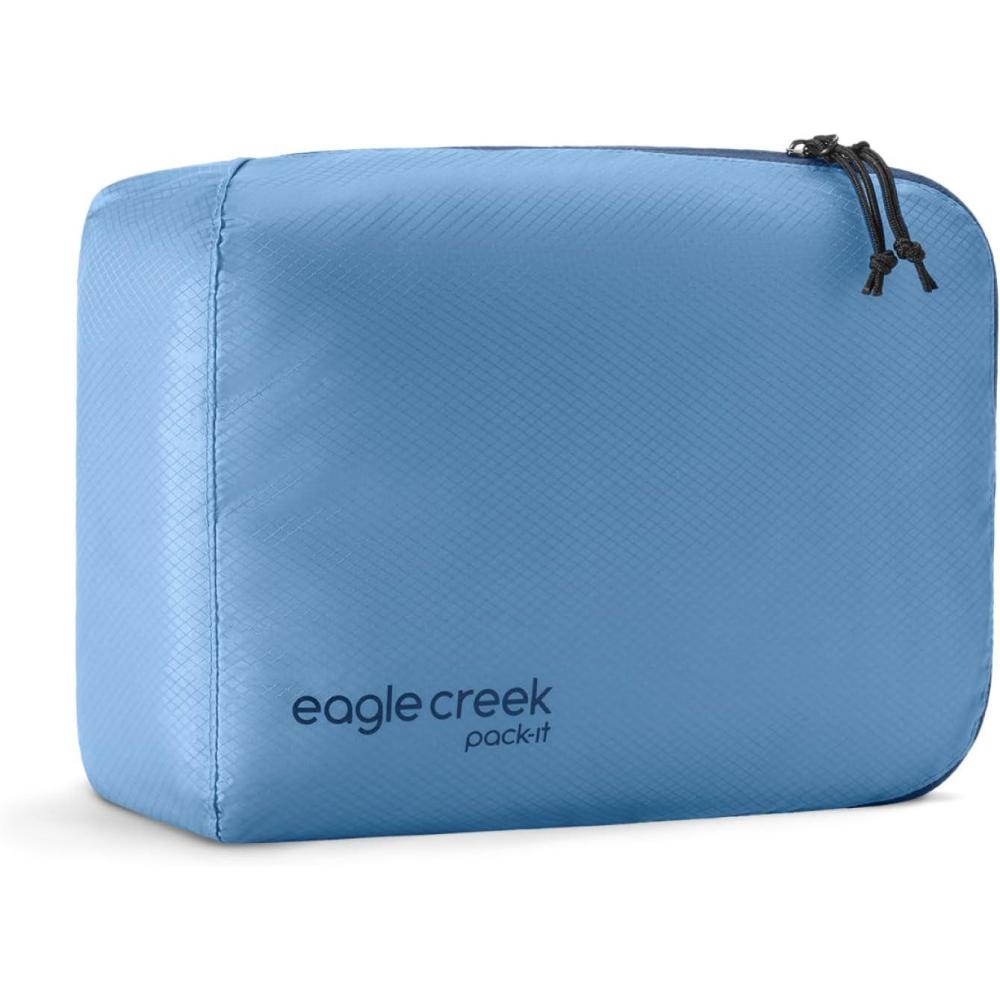 imageEagle Creek PackIt Isolate Cube Lightweight Clothes Packing Cube for Maximizing Luggage Space Angled Zippered Opening Convenient Top Handle WaterResistant Small MandarinBlue Dawn