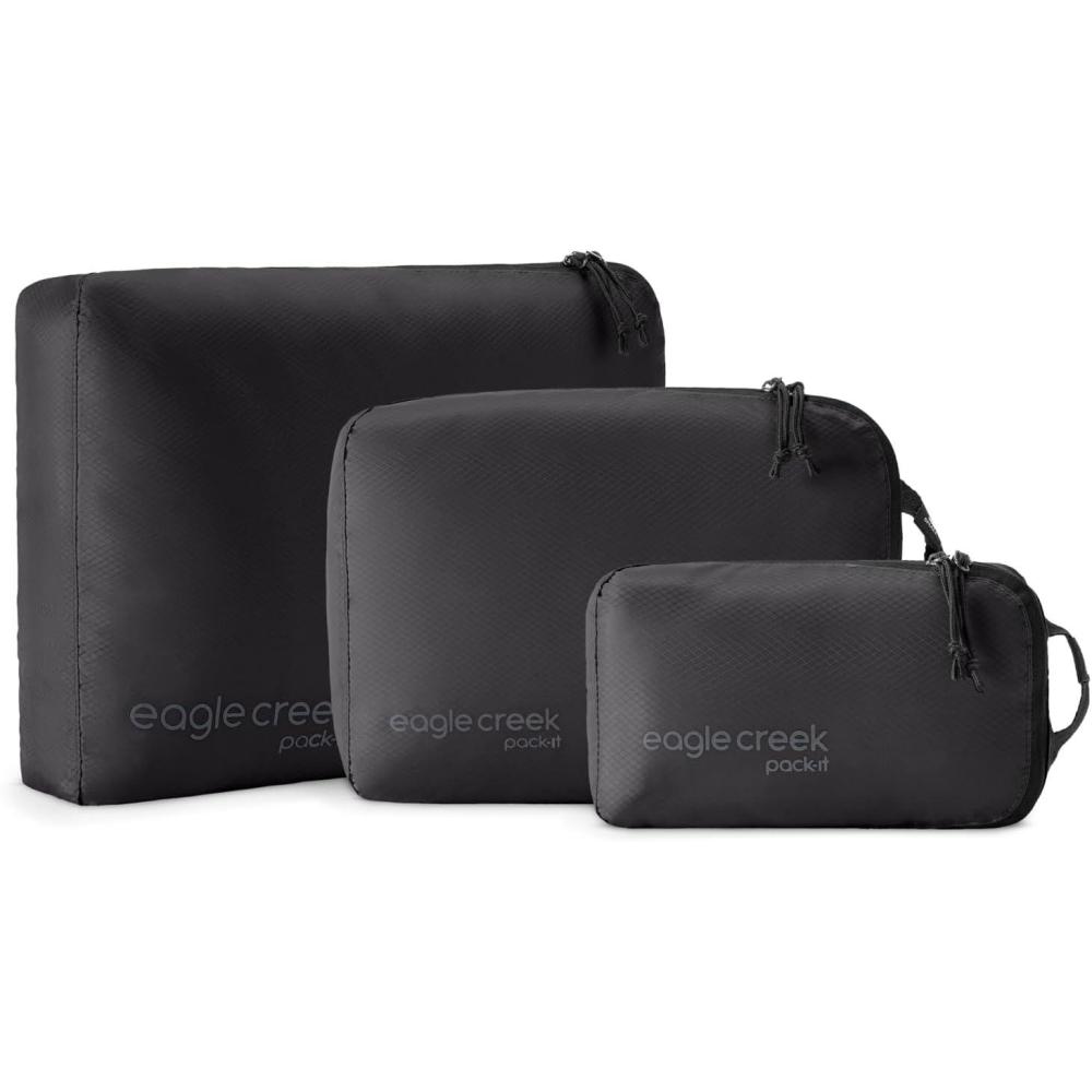 imageEagle Creek PackIt Isolate Cube Set Packing Cubes for Stackable Storage Convenient Top Handle Easy Grab Zipper Pull Blue Dawn XSSM 3Black