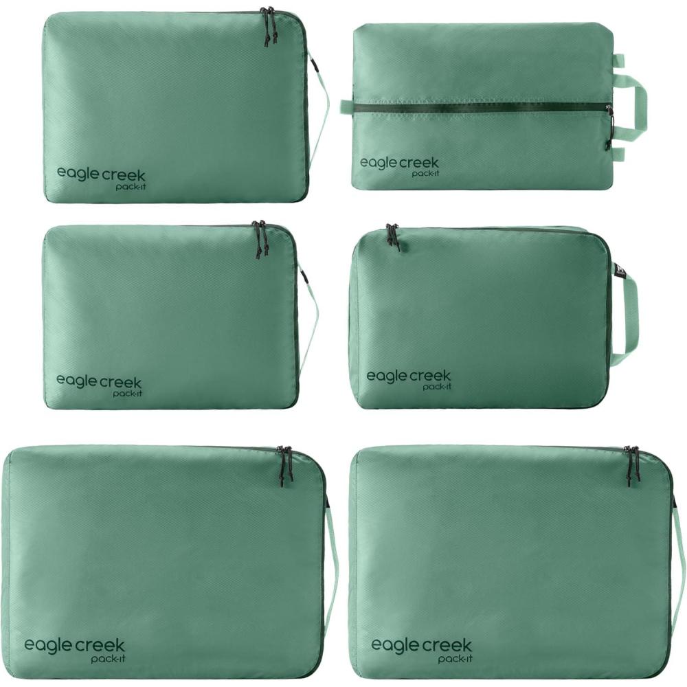imageEagle Creek PackIt Isolate Extended Stay Set  Includes Shoe Sack M CleanDirty Cube 2x M Isolate Cube ampamp 2x L  Travel Essentials  MandarinWillow Green