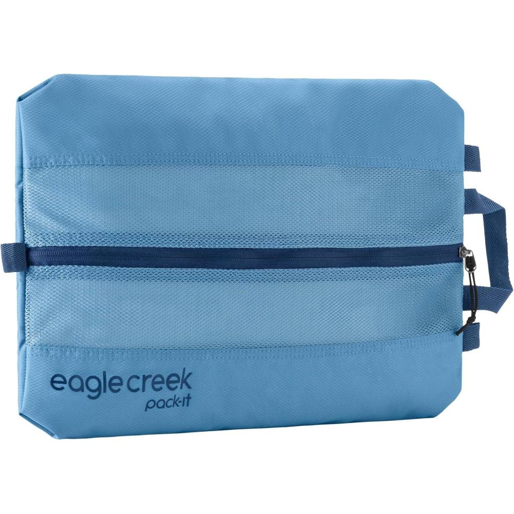 imageEagle Creek PackIt Isolate Shoe Sack  Shoe Bags for Travel with Durable Breathable EasyView Mesh Top QuickGrab Handle ampamp OutofBag Attachment Roots and Shoots Duck Green  Isolate NewBlue Dawn  Reveal New
