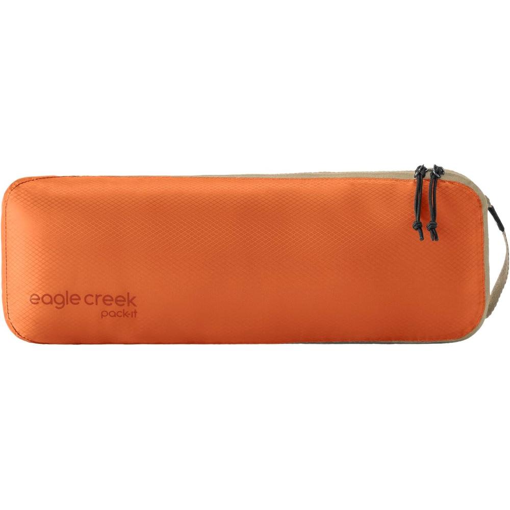 imageEagle Creek PackIt Isolate Slim Cube Compact Travel Organizer for Versatile Packing of Small Items Angled Zipper Opening EcoFriendly Convenient Top Handle Medium MandarinMandarin