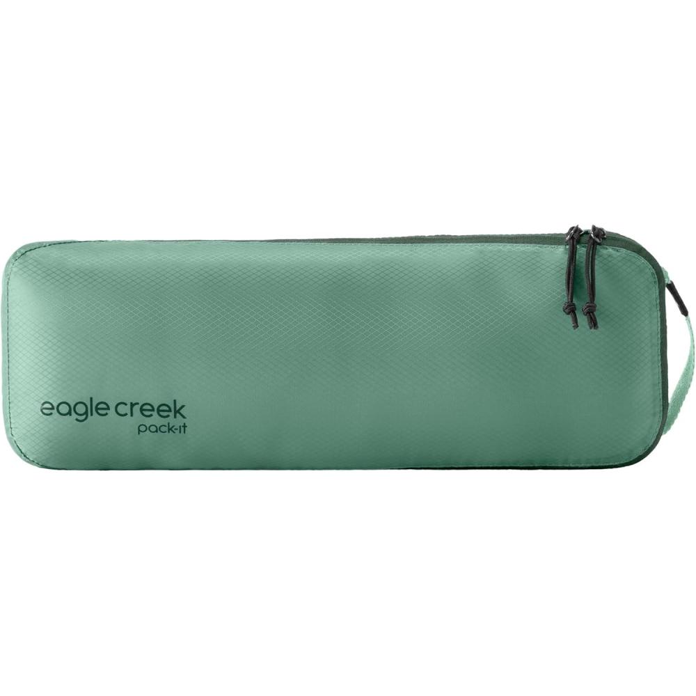 imageEagle Creek PackIt Isolate Slim Cube Compact Travel Organizer for Versatile Packing of Small Items Angled Zipper Opening EcoFriendly Convenient Top Handle Medium MandarinGreen