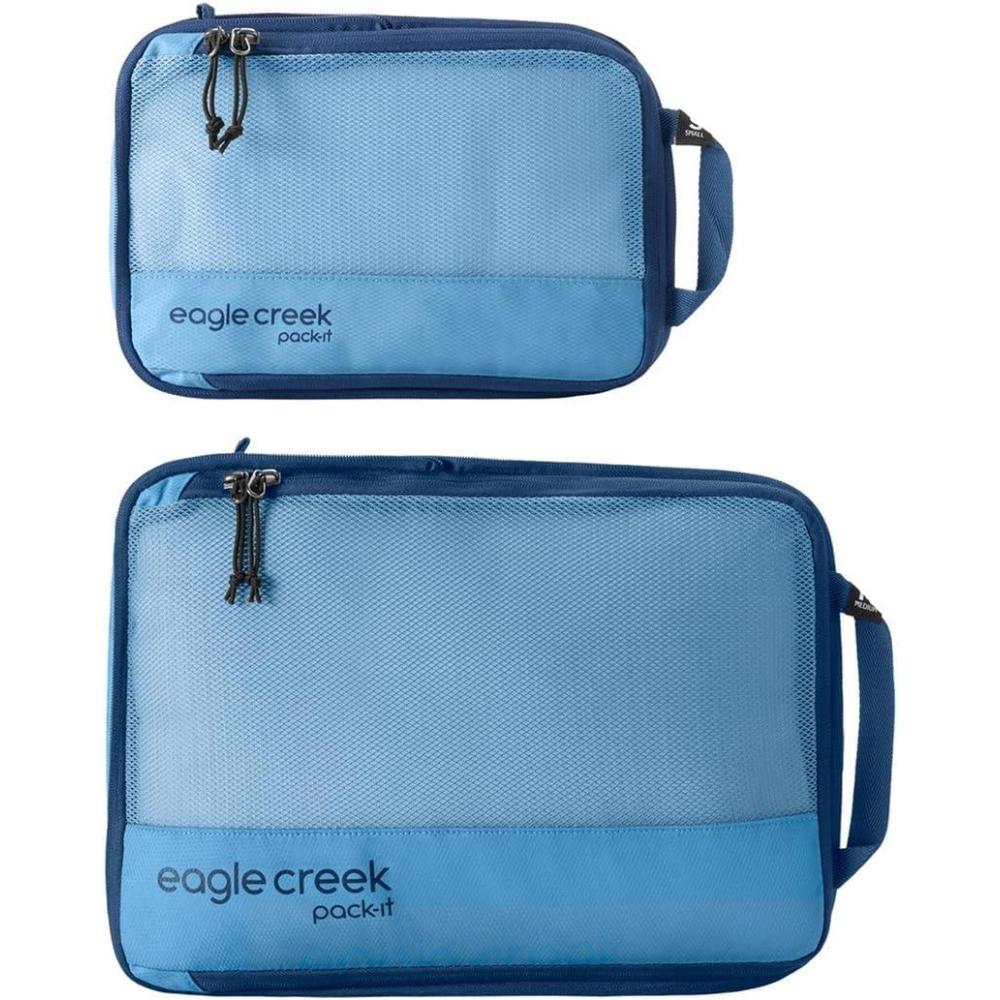 imageEagle Creek PackIt Reveal Compression Cube SM Set Lightweight EcoFriendly Stackable Compression Cubes to Optimize Luggage Space Travel Essentials Blue Dawn