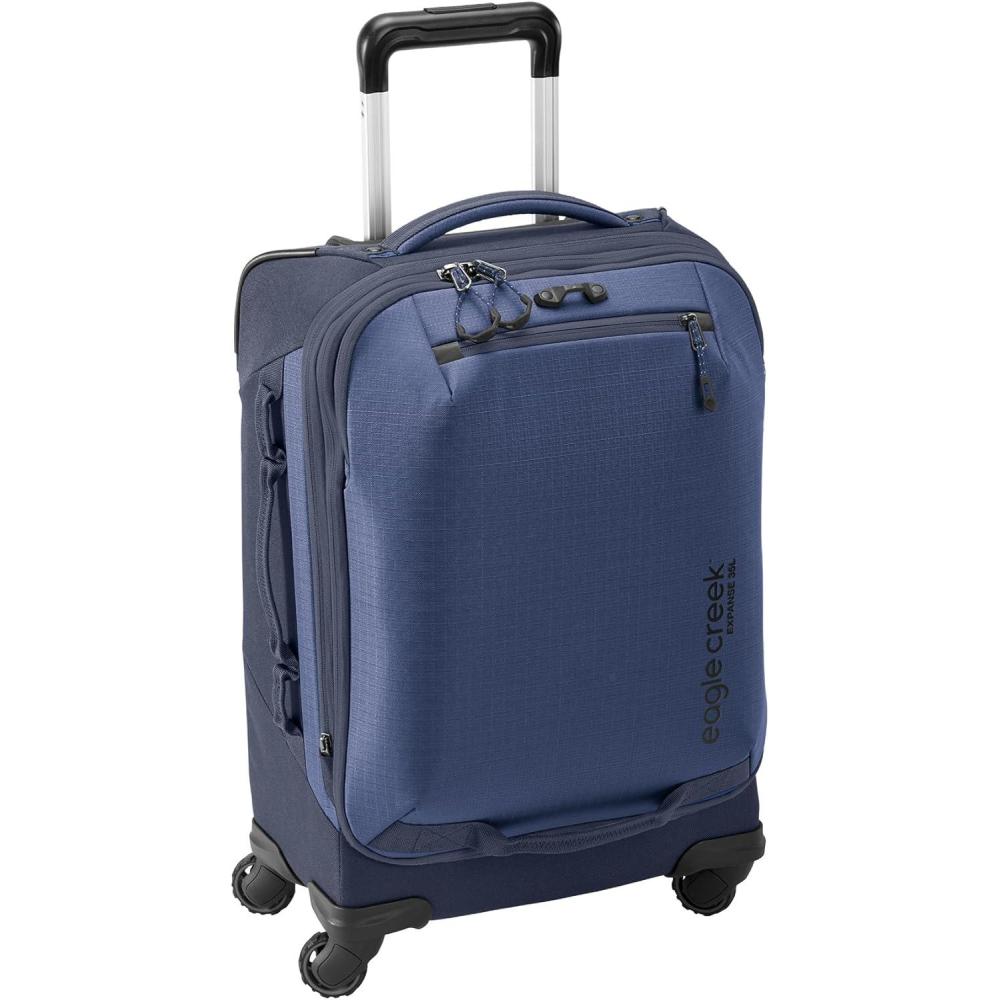 imageeagle creek Expanse 4Wheel 215quot International CarryOn Luggage FourWheel CarryOn Luggage for Easy Travel Lockable Zippers Expandable Main Compartment Telescoping Handles Pilot BluePilot Blue