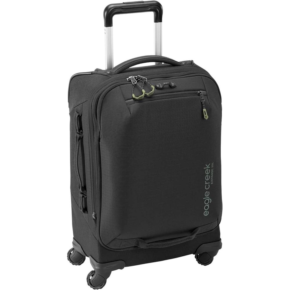 imageeagle creek Expanse 4Wheel 215quot International CarryOn Luggage FourWheel CarryOn Luggage for Easy Travel Lockable Zippers Expandable Main Compartment Telescoping Handles Pilot BlueMidnight Black