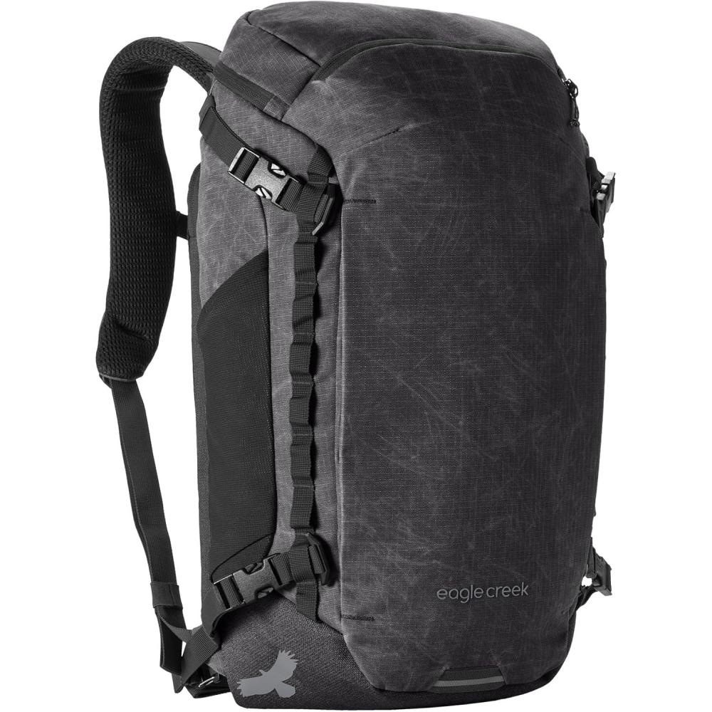 imageeagle creek Explore Backpack Adventure Travel Backpack for Hiking Comfortable Shoulder Straps Easy Access Compartments Reinforced Grab Handles Removable Hip Belt Storm Grey 26LBlack