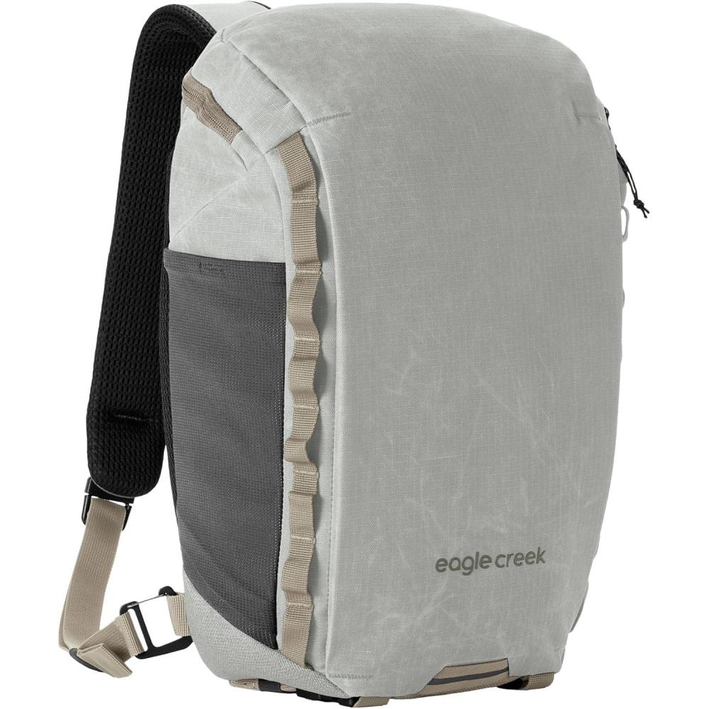imageeagle creek Explore Sling Pack Compact Crossbody Sling Bag With Cushioned Back Panel Reinforced Side Grab Handle ampamp Stretchy Mesh Side Pockets Travel Accessories BlackStorm Grey