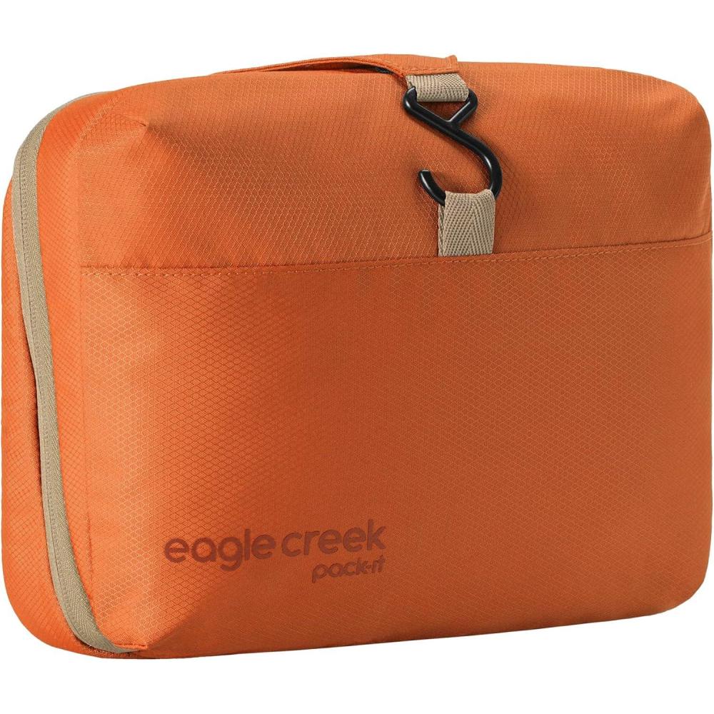 imageeagle creek PackIt Hanging Toiletry Kit Dual Compartment Toiletry Kit for Keeping Small Items Organized Water Resistant Top Grab Handle Zipper Pouch BlackMandarin