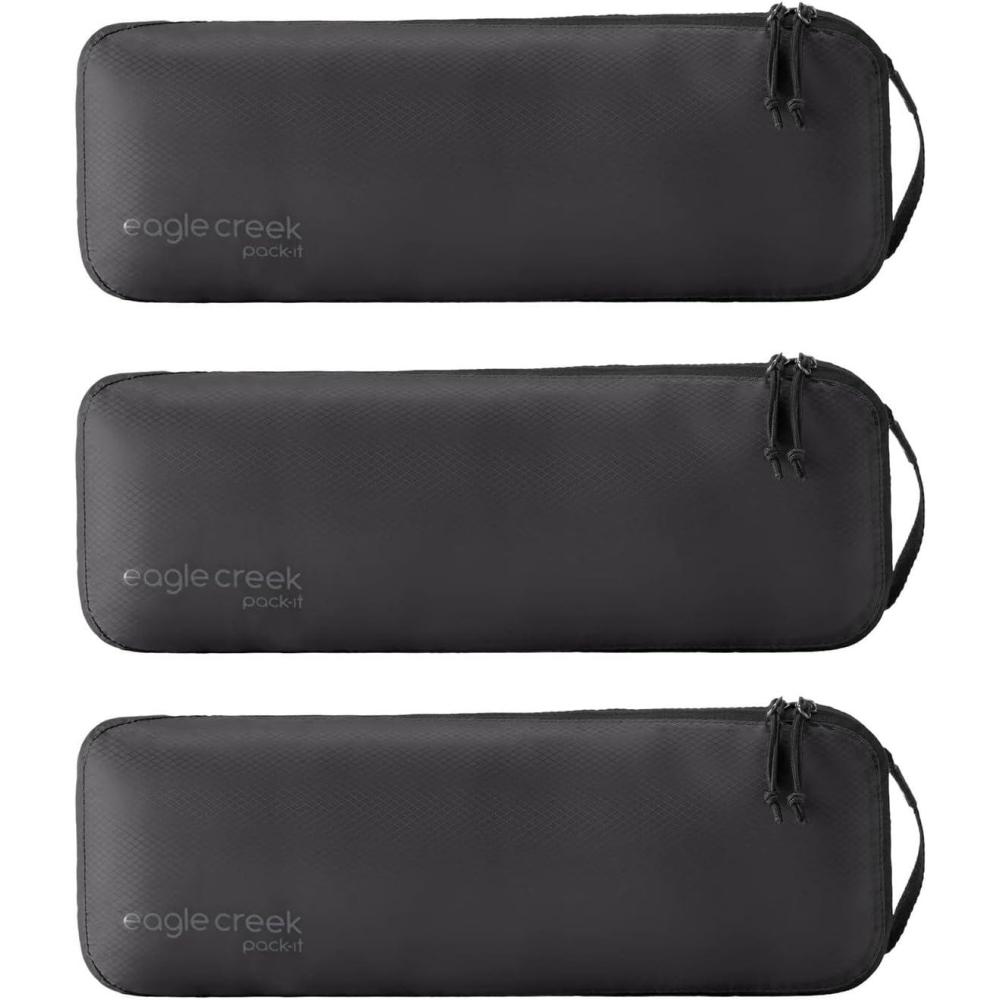 imageeagle creek PackIt Isolate Slim Cube MMM Set Minimalist Compact Travel Organizer for Hair Styling Tools Belts ampamp Small Items Travel Accessories Storm GreyBlack