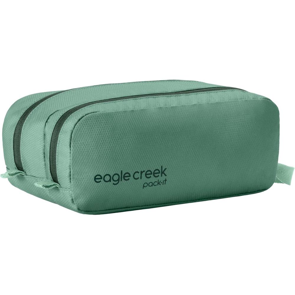imageeagle creek PackIt Reveal Quick Trip  DualCompartment Toiletry Bag for Travel  FullLength Zipper Compartments  Recycled Fabric Construction  WaterResistant ampamp QuickDrying  Blue DawnGreen