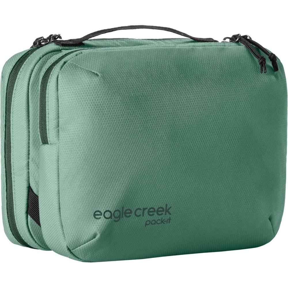 imageeagle creek PackIt Trifold Toiletry Kit Kit Toiletry Organizer with Padded Interior Durable Hanging Hook ampamp Large Compartments Water Resistant ampamp Washable MandarinWillow Green