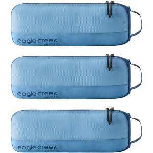 Eagle Creek Pack-It Reveal Slim Cube M/M/M Set – Minimalist Compact Travel Organizer for Hair Styling Tools, Belts & Small Items – Travel Accessories – Mandarin(Blue)