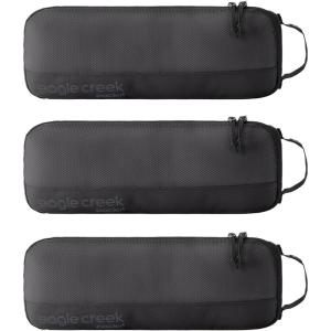 Eagle Creek Pack-It Reveal Slim Cube M/M/M Set – Minimalist Compact Travel Organizer for Hair Styling Tools, Belts & Small Items – Travel Accessories – Mandarin(Black)