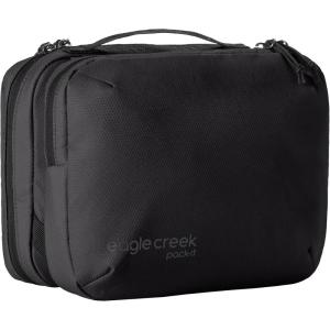 eagle creek Pack-It Trifold Toiletry Kit – Kit Toiletry Organizer with Padded Interior, Durable Hanging Hook & Large Compartments – Water Resistant & Washable – Mandarin(Black)