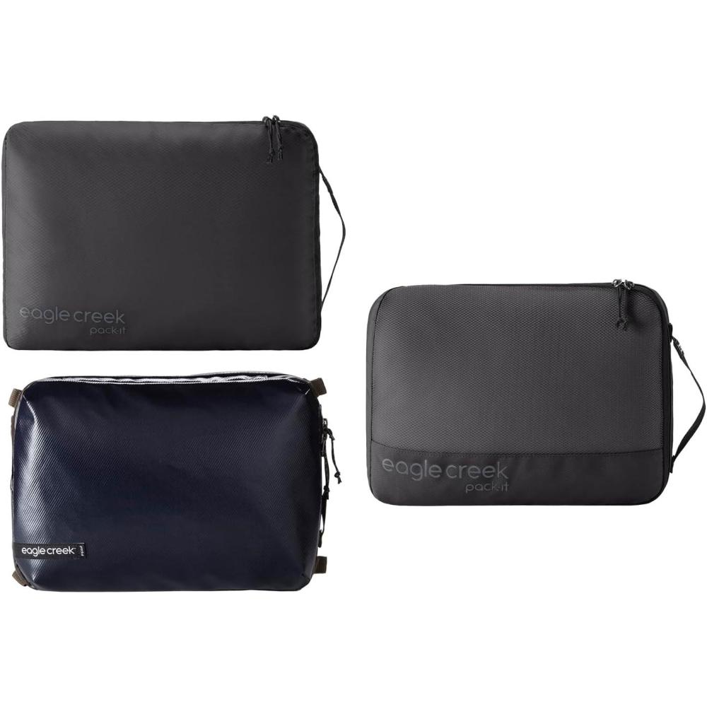 imageEagle Creek PackIt Mixed Cube MMM Set  Isolate Cube Reveal Cube ampamp Gear Cube  Durable AngledZipper Compression Packing Cubes  Travel Essentials  Rush BlueBlue DawnBlack