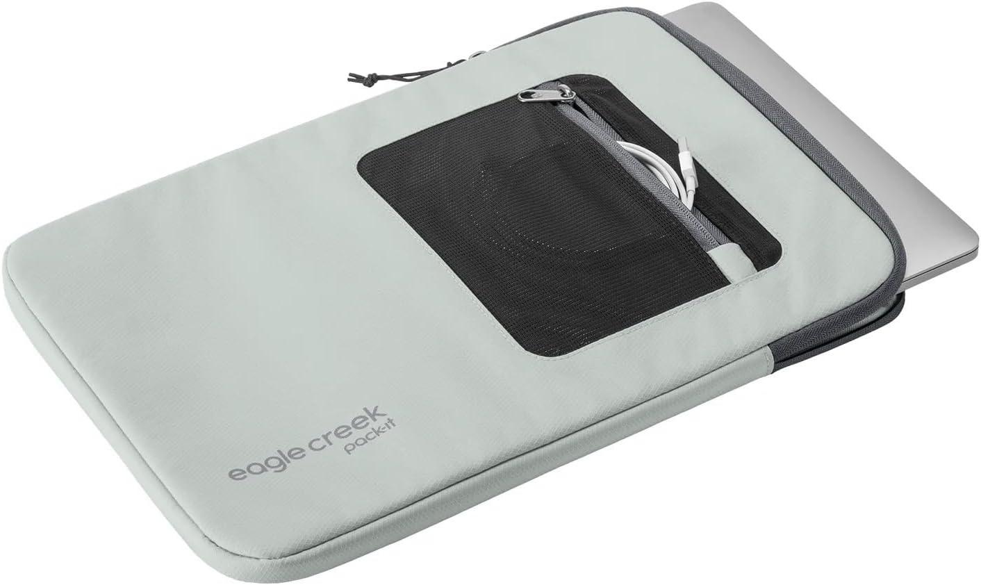 imageEagle Creek PackIt ETools Laptop Sleeve for Protecting Tech External Zippered Mesh Pocket Impact Resistant Soft Fleece Lining Easy Carry Attachment Loops Storm Grey 14Grey